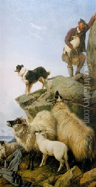 The Stray Lamb Oil Painting - Richard Ansdell