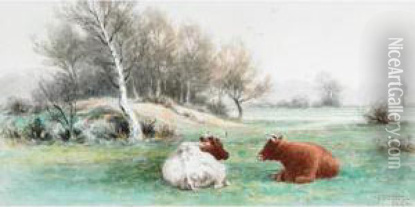 Resting Cattle Oil Painting - Frederick Arthur Verner