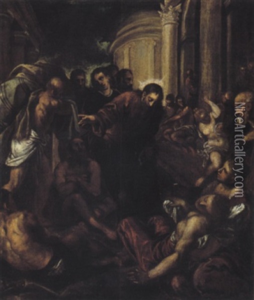 La Piscina Probatica Oil Painting - Jacopo Palma il Giovane