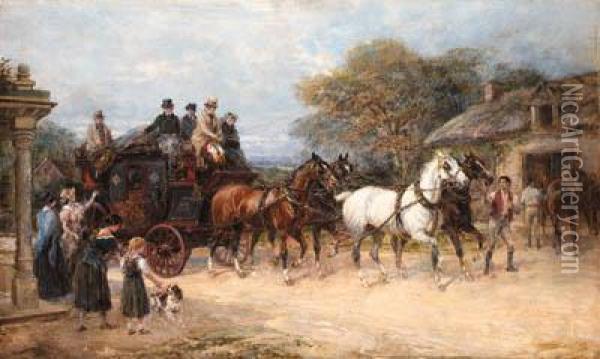 The Bath To London Coach Oil Painting - Heywood Hardy