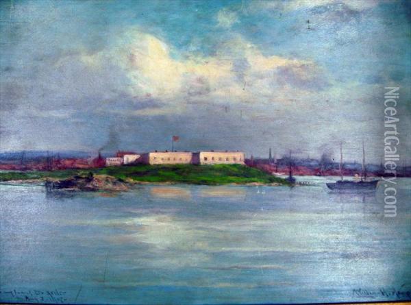 Fort Trumbull Newlondon Oil Painting - William Henry Howe