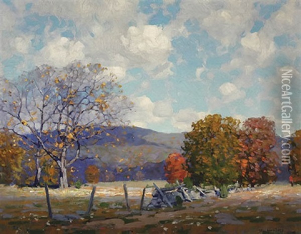 Late Autumn Landscape Oil Painting - Willard Leroy Metcalf