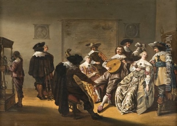 Concert Dans Un Interieur Hollandais Oil Painting - Pieter Jacobs Codde