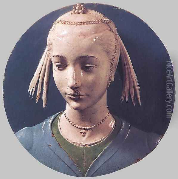 Tondo Portrait of a Lady Oil Painting - Luca della Robbia