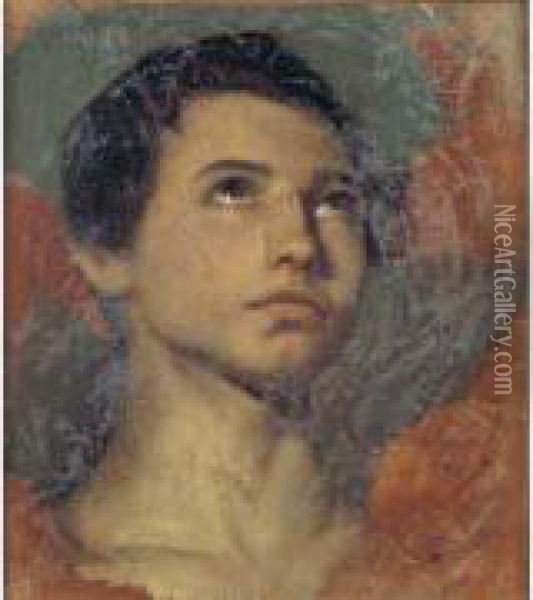 Etude De Tete De Jeune Homme Oil Painting - Hippolyte Flandrin