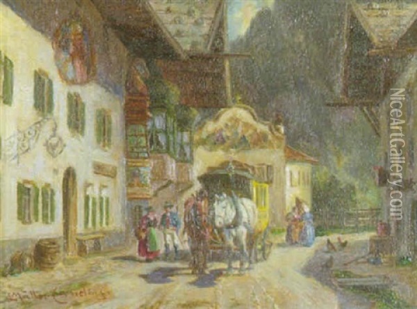 Postkutsche In Mittenwald Oil Painting - Ludwig Mueller-Cornelius