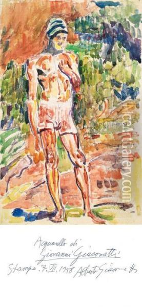 Badender Am Cavloccio See Bei Maloja Oil Painting - Giovanni Giacometti
