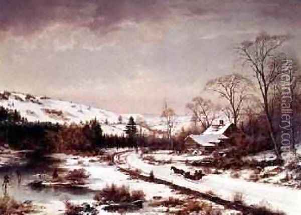 Winter Scene Oil Painting - Joseph Morviller