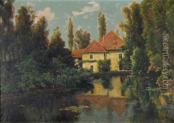Etang Pres Du Chateau Oil Painting - Leon Barotte