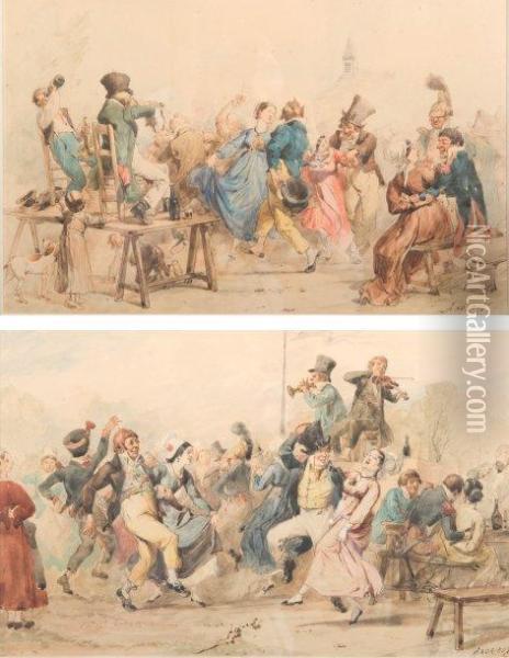 La Danse Villageoise Oil Painting - Auguste Clement Andrieux