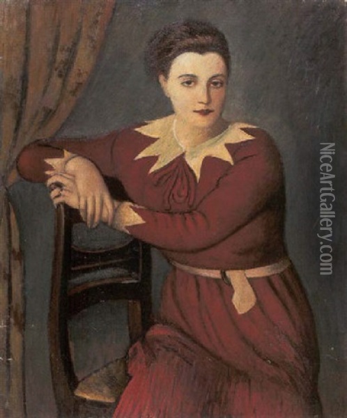 Ate (figura In Rosso) Oil Painting - Piero Marussig