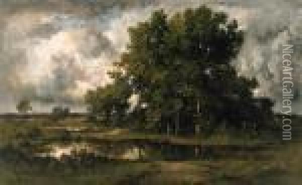 A Barbizon Landscape Oil Painting - Leon Richet
