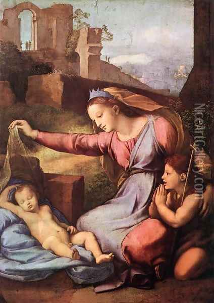 Madonna with the Blue Diadem Oil Painting - Raffaelo Sanzio