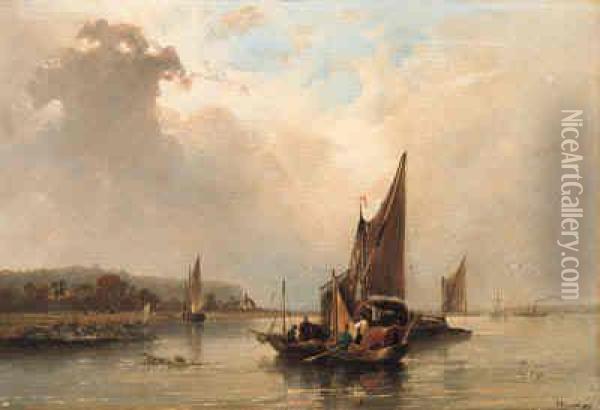 Norfolk River Scene Oil Painting - John F Tennant