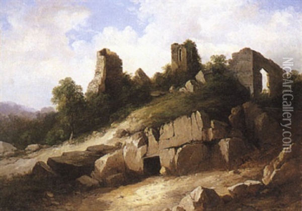 Paysage Aux Ruines Medievales Oil Painting - Jules Coignet