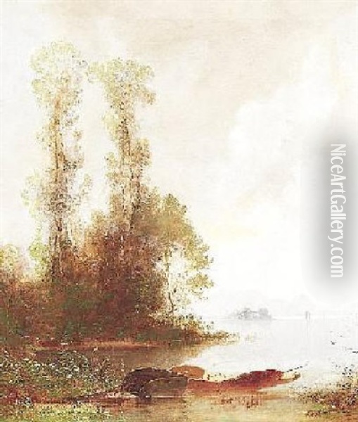Morgenstimmung An Einem Oberitalienischen See Oil Painting - Karl Heffner