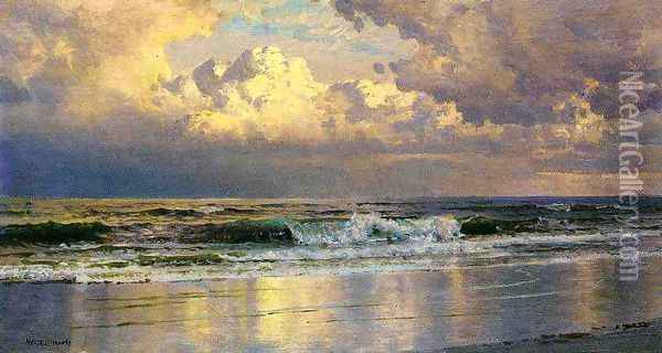 Beach at Atlantic City Oil Painting - William Trost Richards