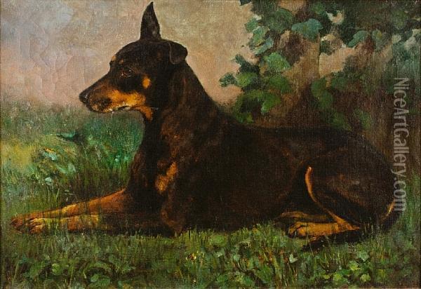 A Manchester Terrier Oil Painting - George Edmund Butler