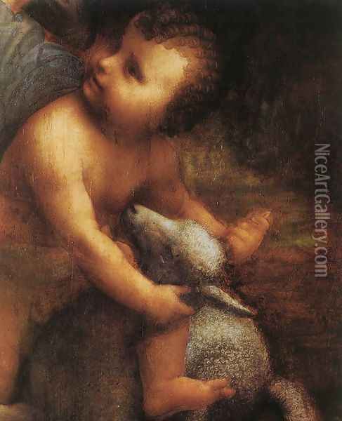 The Virgin and Child with St Anne (detail 2) c. 1510 Oil Painting - Leonardo Da Vinci