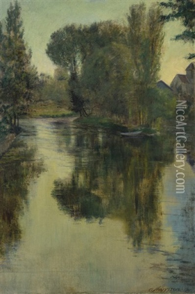 On The River Loing Oil Painting - Alexander Harrison