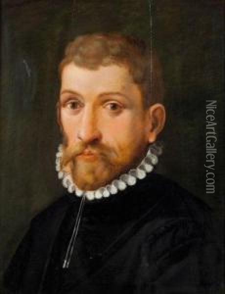 Portrait D'homme A La Fraise. Oil Painting - Jan Van Scorel