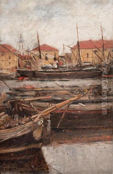 From The Harbour In St.petersburg Oil Painting - Ilia Jevgenivitch Verchinin