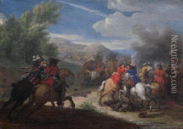 Kavallerie Im Gefecht Oil Painting - Adam Frans van der Meulen
