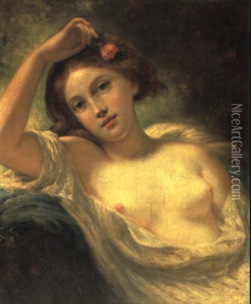 Bildnis Eines Jungen Madchens Mit Einer Rose Im Haar Oil Painting - Pierre-Paul Prud'hon