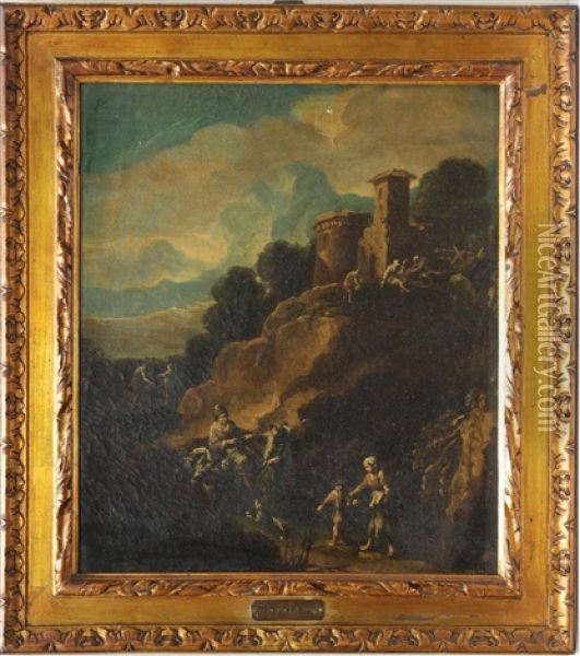 Paesaggio Con Torre E Figure Oil Painting - Alessandro Magnasco