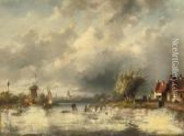 Crossing The Water On A Ferry Oil Painting - Charles Henri Leickert