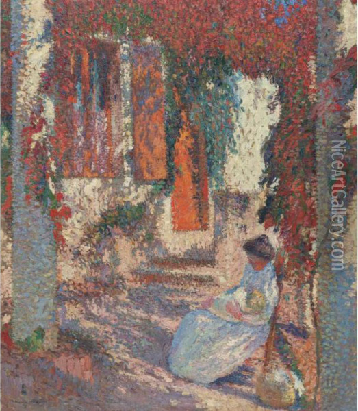 Mere Et Enfant Dans Le Jardin Oil Painting - Henri Martin