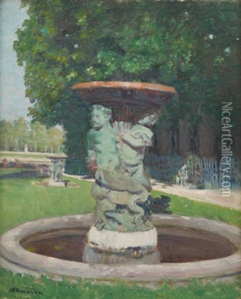 Jeunes Tritons Dans L'allee D'eau, Parc De Versailles Oil Painting - Joseph Felix Bouchor