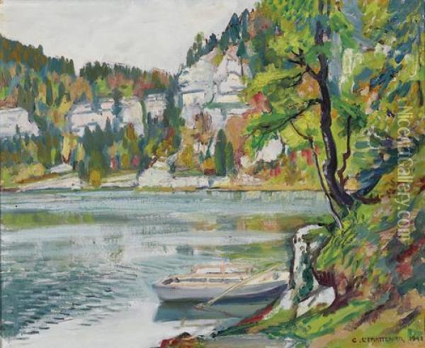 Herbstliche Doubslandschaft Oil Painting - Charles L'Eplattenier