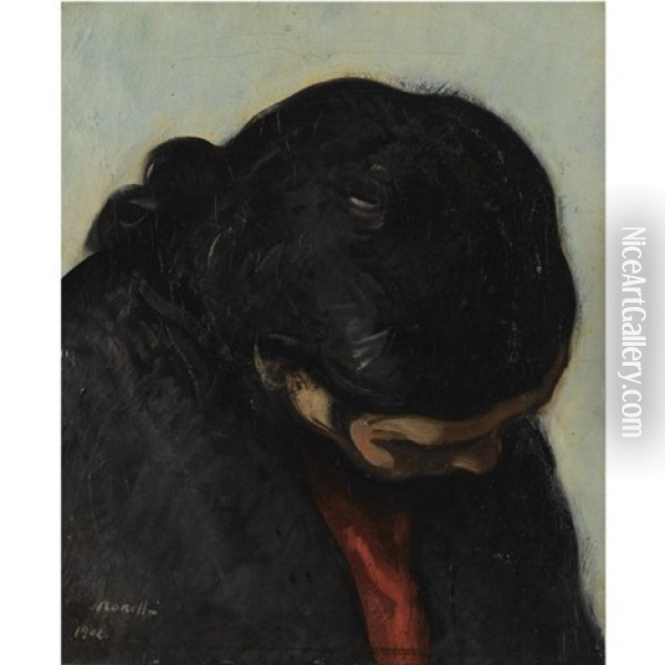 Estudio De Mujer (study Of A Woman) Oil Painting - Isidro Nonell y Monturiol