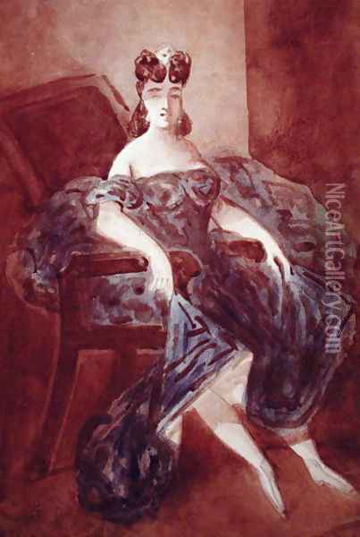 Woman Seated in an Armchair Oil Painting - Constantin Guys