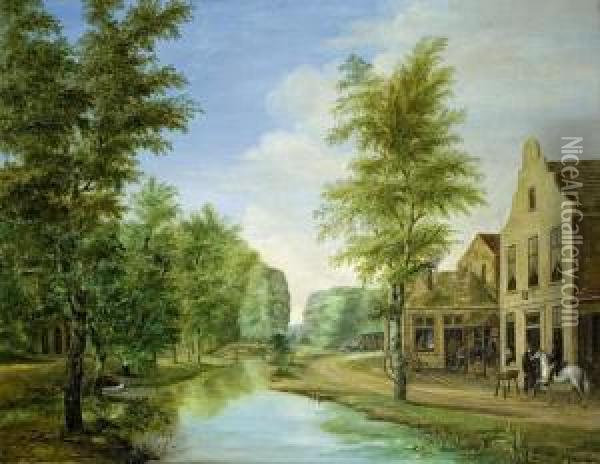 Flusslandschaft Mit Einer Dorfschmiede Oil Painting - Gerard L. Steenks