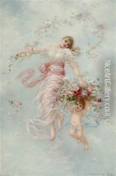 Spring, 1894 Oil Painting - Emile Eisman-Semenowsky