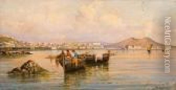 Barche Di Pescatori A Margellina Oil Painting - Giuseppe Carelli