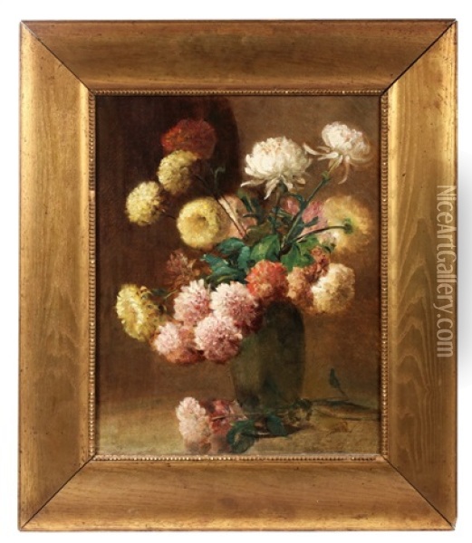 A Vase Of Mums Oil Painting - Charles Porter