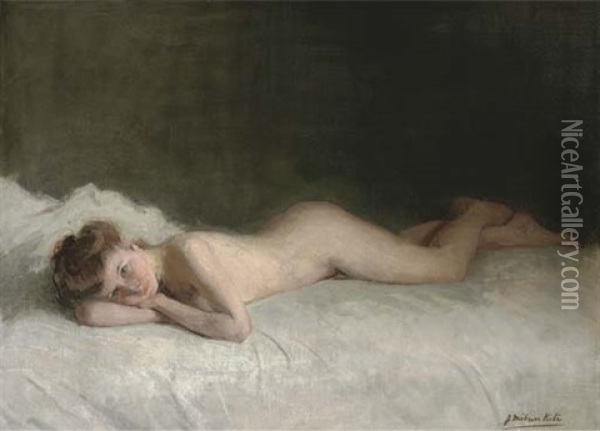 Reclining Female Nude Oil Painting - Joseph Milner Kite