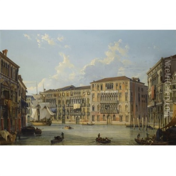 Der Palazzo Foscari Am Canale Grande, Venedig - The Palazzo Foscari On The Grand Canal, Venice Oil Painting - Friedrich Nerly