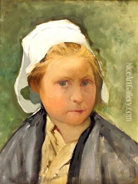 Young Girl In Pont-aven Headdress Oil Painting - Roderic O'Conor