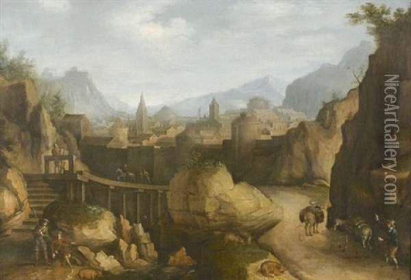 Landschaft Mit Einer Stadt Oil Painting - Hercules Seghers