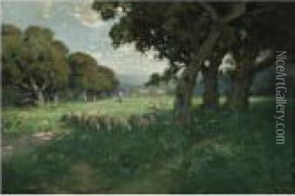 Hilegas Meadows Oil Painting - William Keith