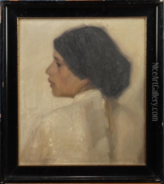 Portrait De Jeune Femme Oil Painting - Fritz Feigler