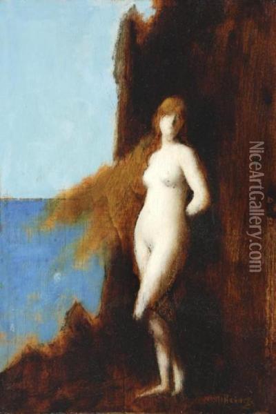 Femme Nue Au Rocher Oil Painting - Jean-Jacques Henner
