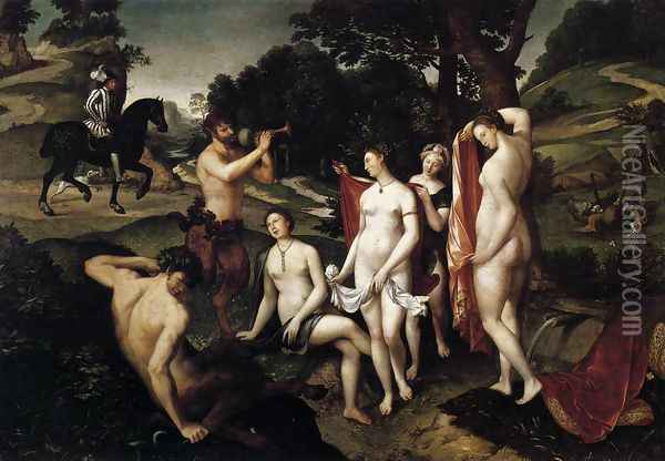 The Bath of Diana 1550s Oil Painting - Francois Clouet