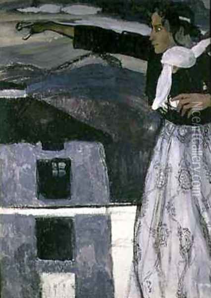 Woman in Grey Oil Painting - Aleksandr Jakovlevic Golovin