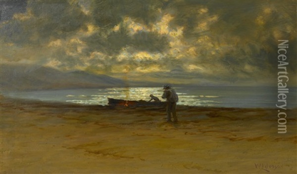 Moonlight, Laguna Beach Oil Painting - William Lee Judson