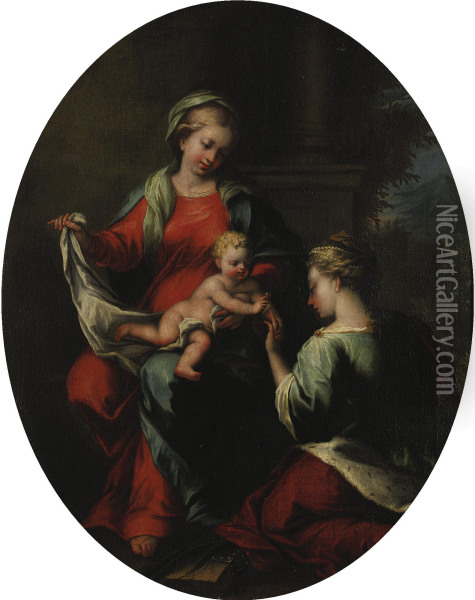 Mystic Marriage Of Saint Catherine Oil Painting - Neapolitan School